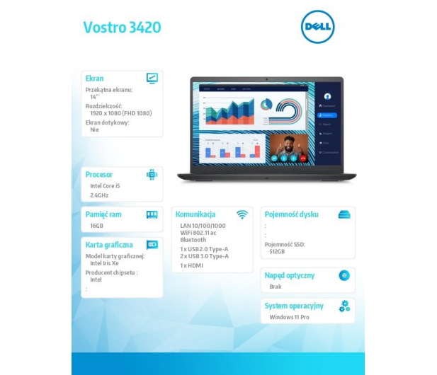 Dell Vostro 3420 Intel Core i5-1135G7/16GB/512GB SSD/Intel Iris X - 1375916 - zdjęcie 8